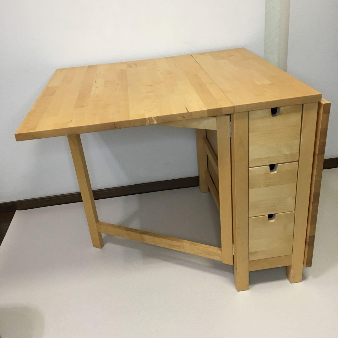IKEA 完成品 バタフライテーブル 無垢材 ノールデン ナチュラル 送料