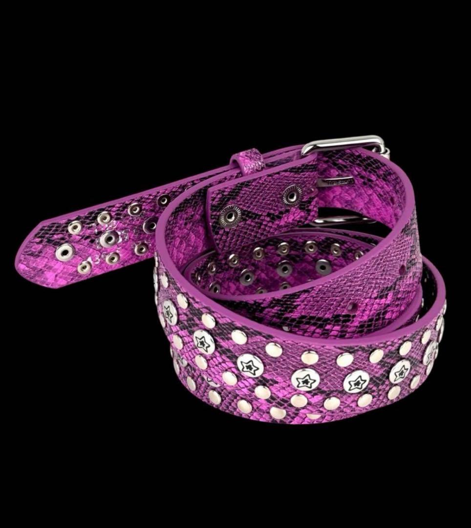 新品】STARTEAM スタッズベルト PINK - メルカリ