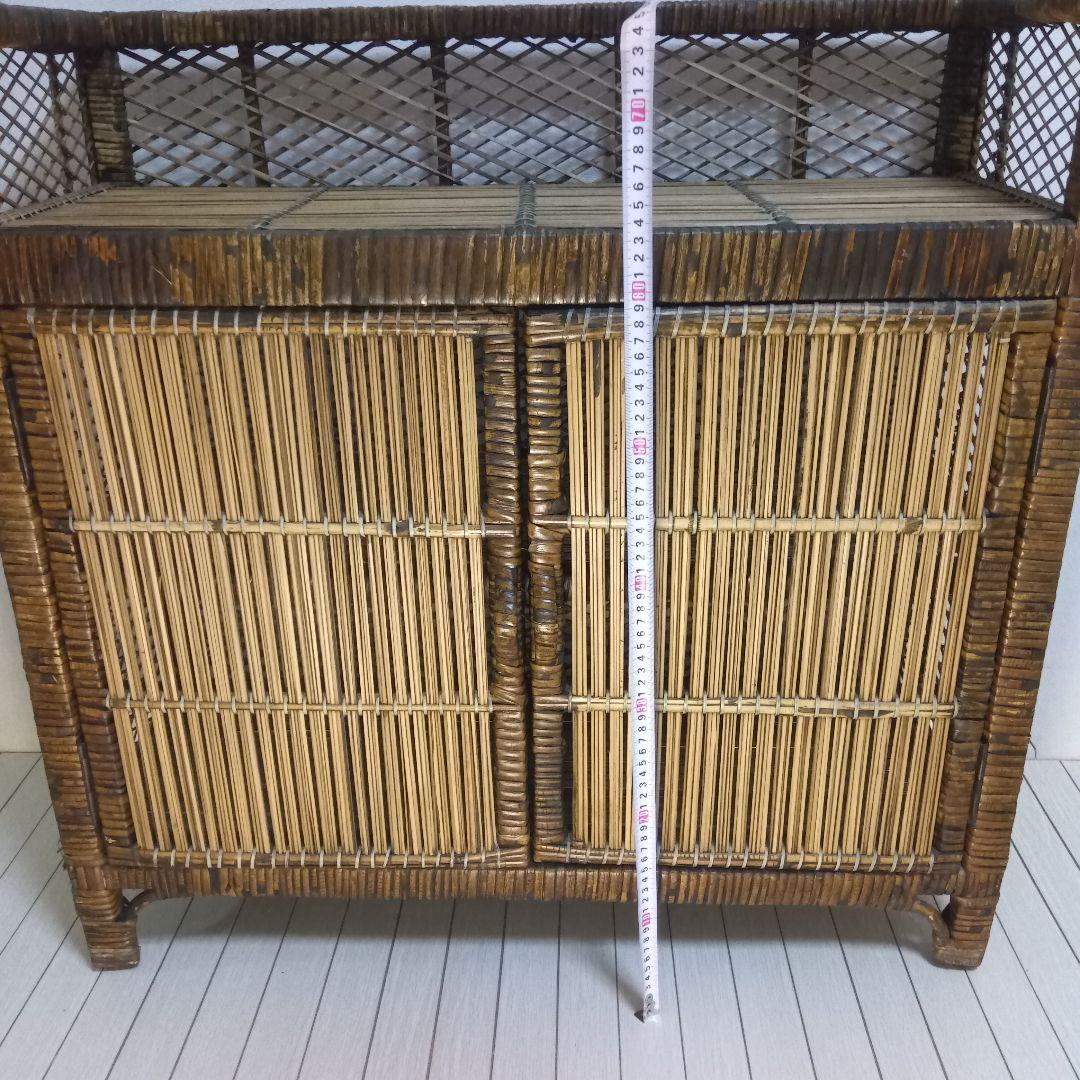 希少品】 ラタン 天然竹 ラック チェスト シェルフ 棚 籐 家具