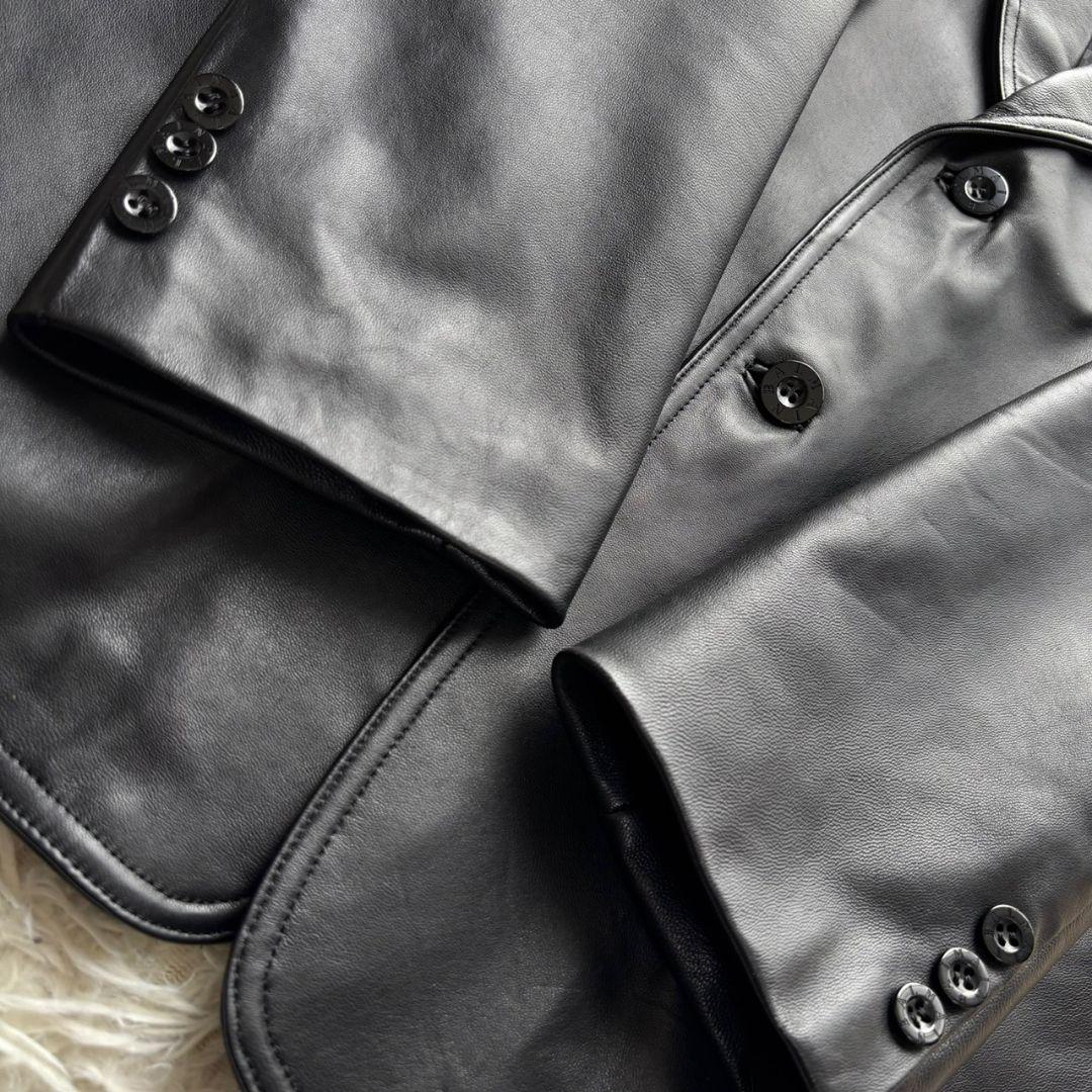 激レア 極美品】バルマン ラムレザーテーラードジャケット 裏地総柄 黒 L