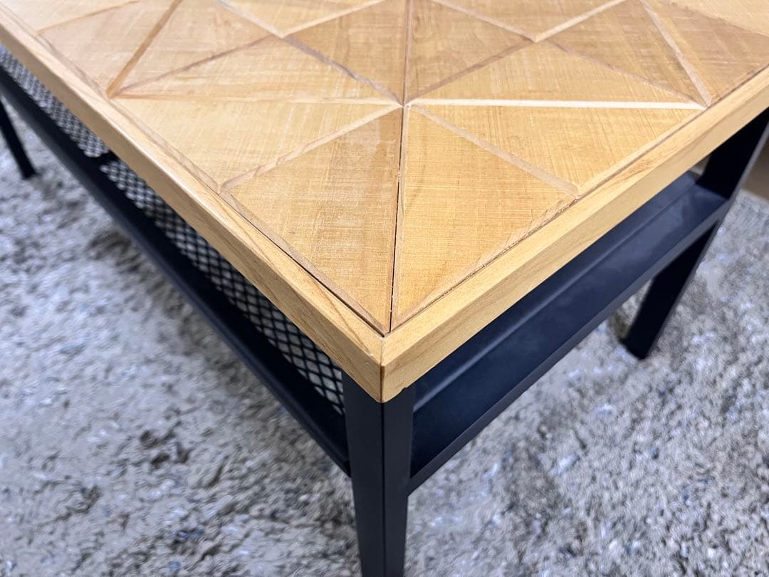 センターテーブル 90cm × 46cm 木製 スチール 黒