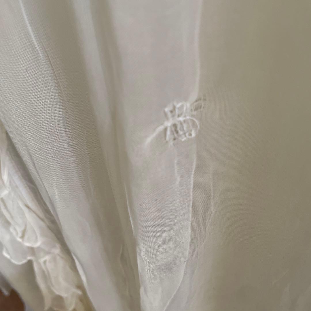 フランスアンティーク　フランスの玄関ドア　エクリュ アンティークレース　カーテン