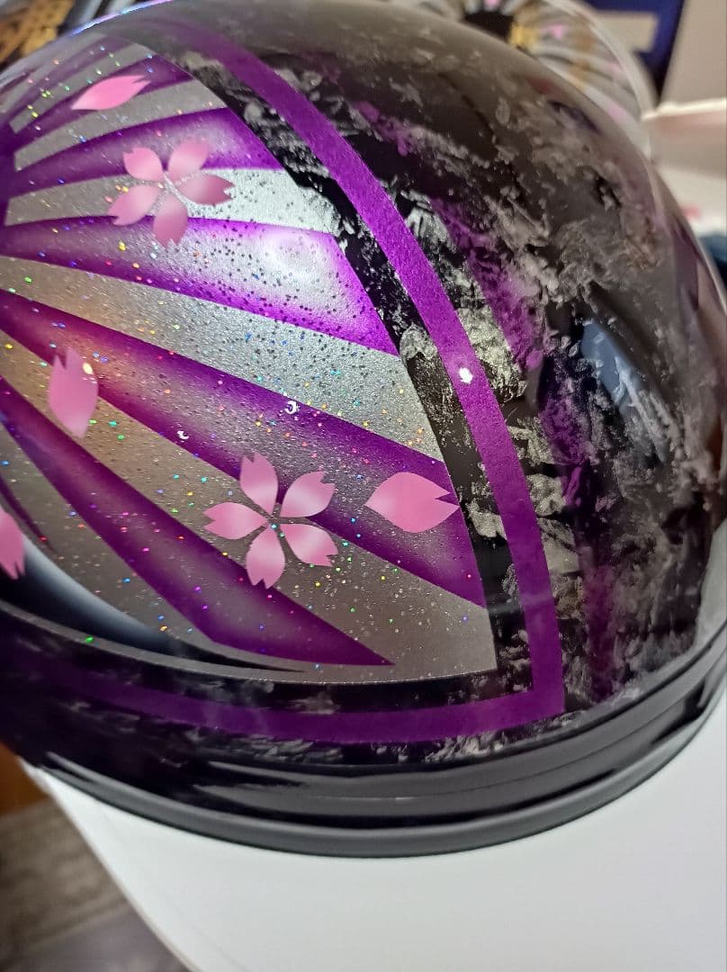 カスタムコルク半 黒ラップ✘Candyパープル富士日章 七色ラメ 文字変更