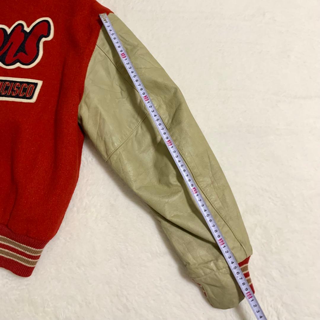 山*酢様 NFL 49ers ウール×レザー スタジャン USA製 M ゴールデ