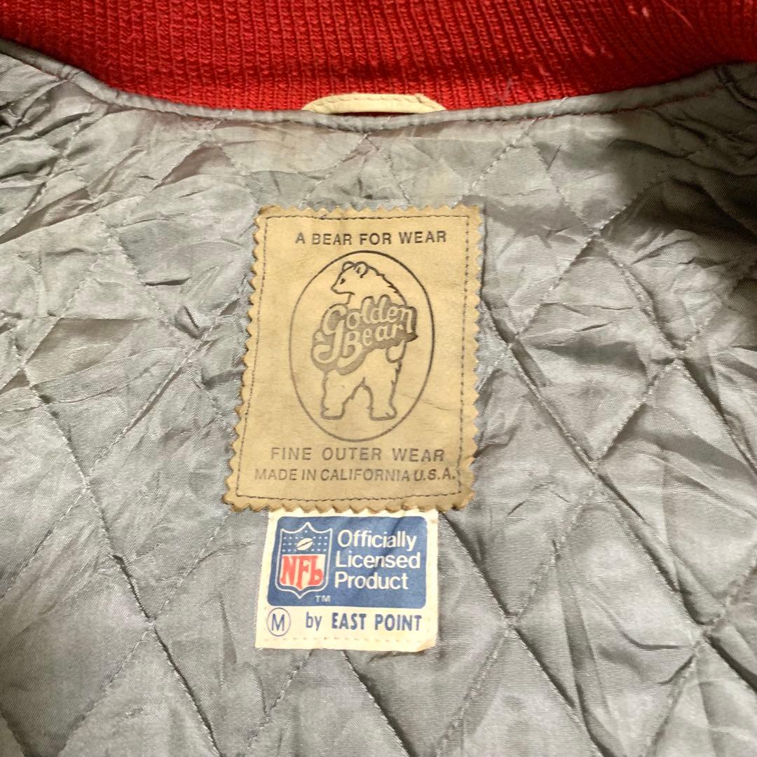 山*酢様 NFL 49ers ウール×レザー スタジャン USA製 M ゴールデ
