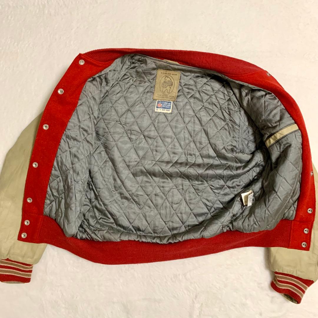 山*酢様 NFL 49ers ウール×レザー スタジャン USA製 M ゴールデ