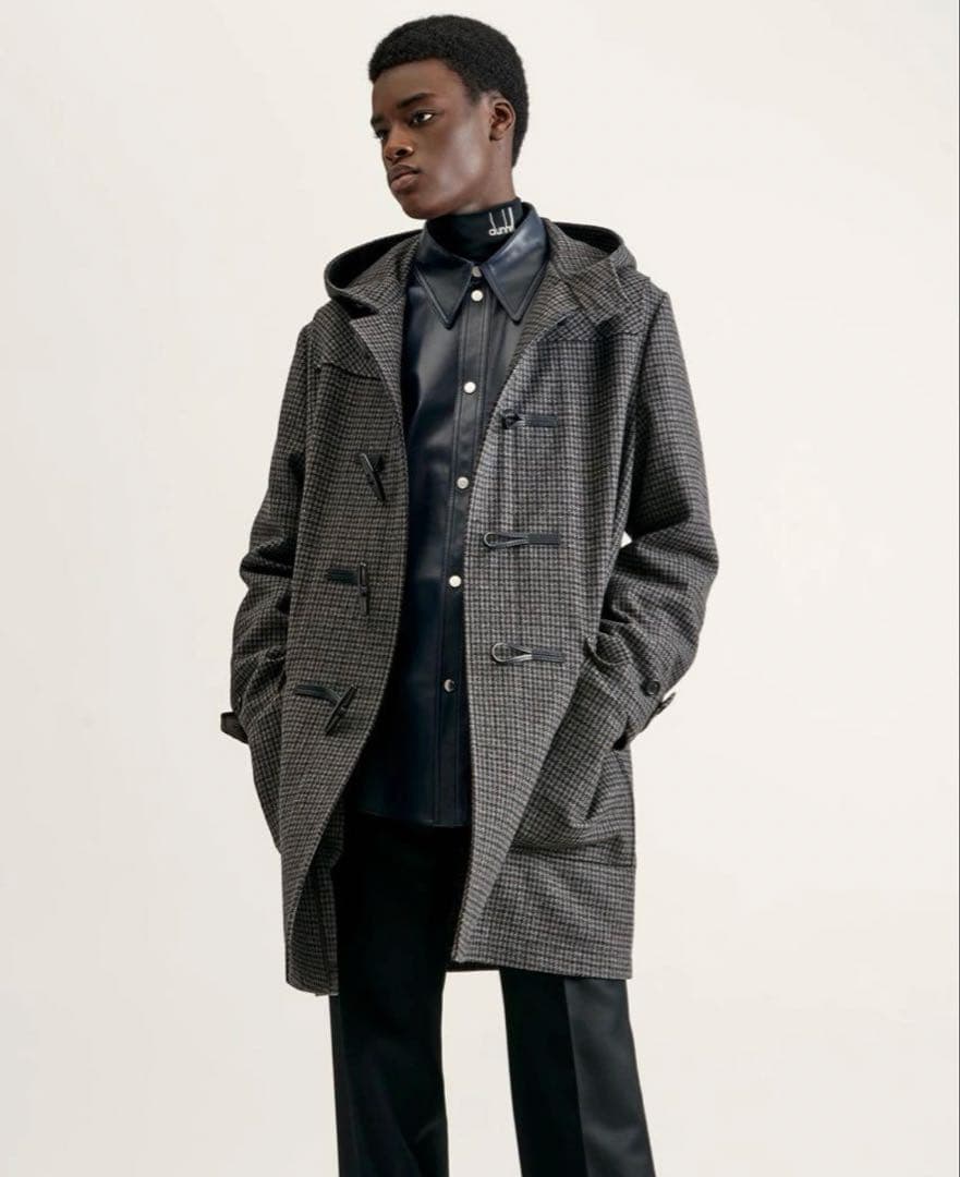 近年モデル 最高級ダンヒル ハウンドトゥース ダッフルコート 千鳥柄