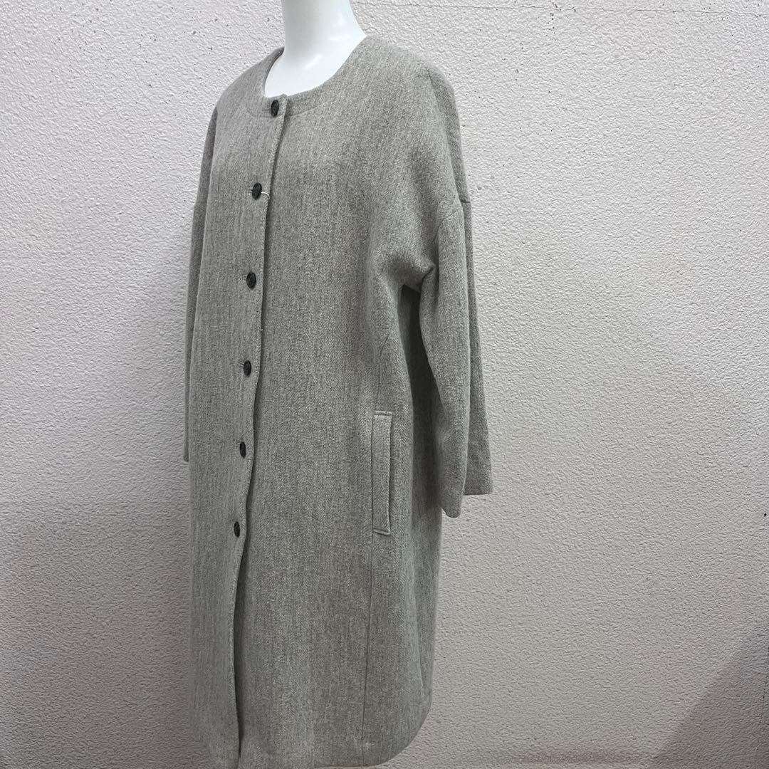 ◆新品未使用品◆ nofl ウールリネンヘリンボーンコート　ノーカラーコート