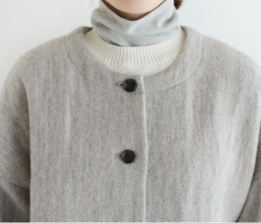 ◆新品未使用品◆ nofl ウールリネンヘリンボーンコート　ノーカラーコート