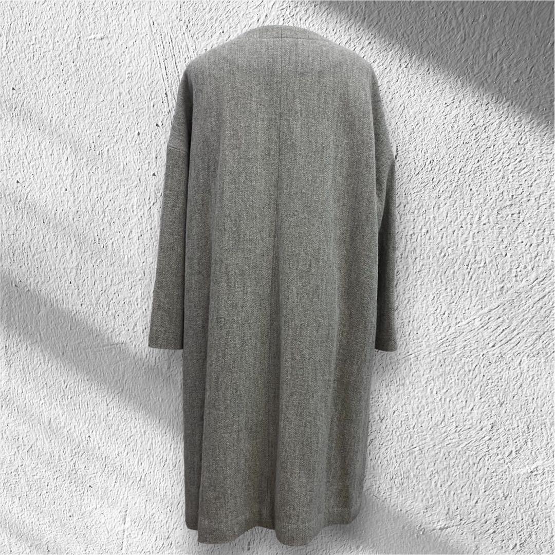 ◆新品未使用品◆ nofl ウールリネンヘリンボーンコート　ノーカラーコート