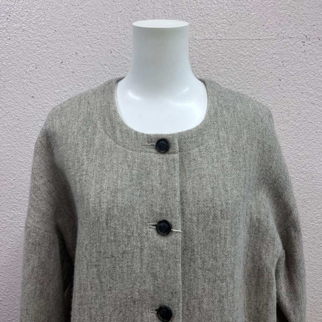 ◆新品未使用品◆ nofl ウールリネンヘリンボーンコート　ノーカラーコート