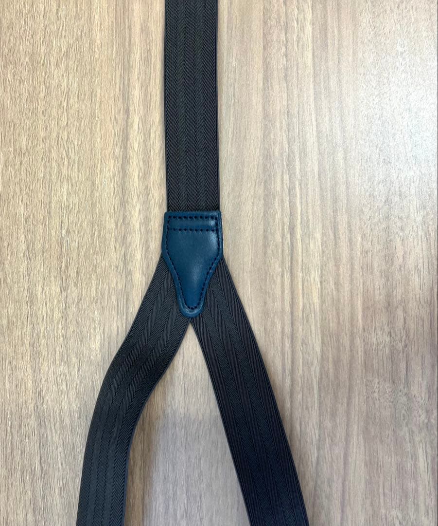  THURSTON 2.5cm ヘリンボーン サスペンダー ブラウン