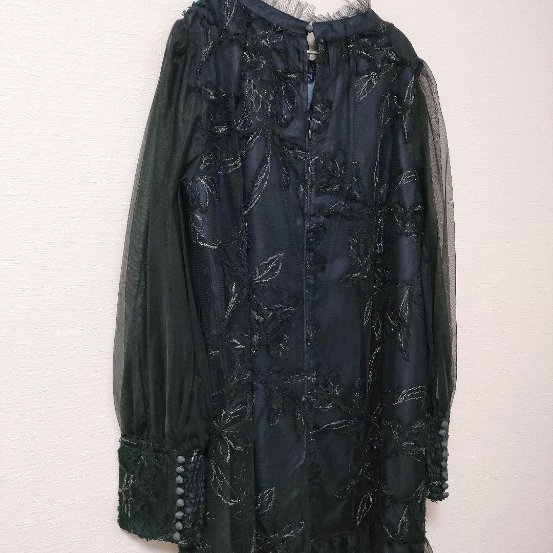 定価2.2万円【新品】フェザーフラワーチュールドレス 黒ブラック Ｌサイズ
