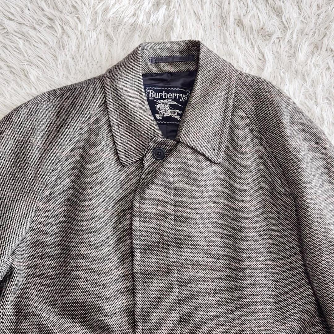 バーバリー ステンカラーコート メンズM カシミヤ混 グレンチェック チェスター