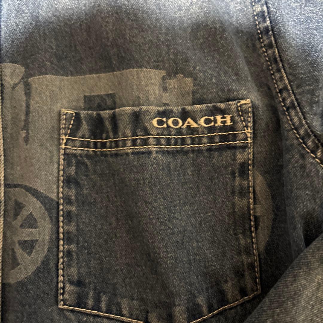 美品 COACH デニムシャツ Mサイズ 馬と馬車デザイン