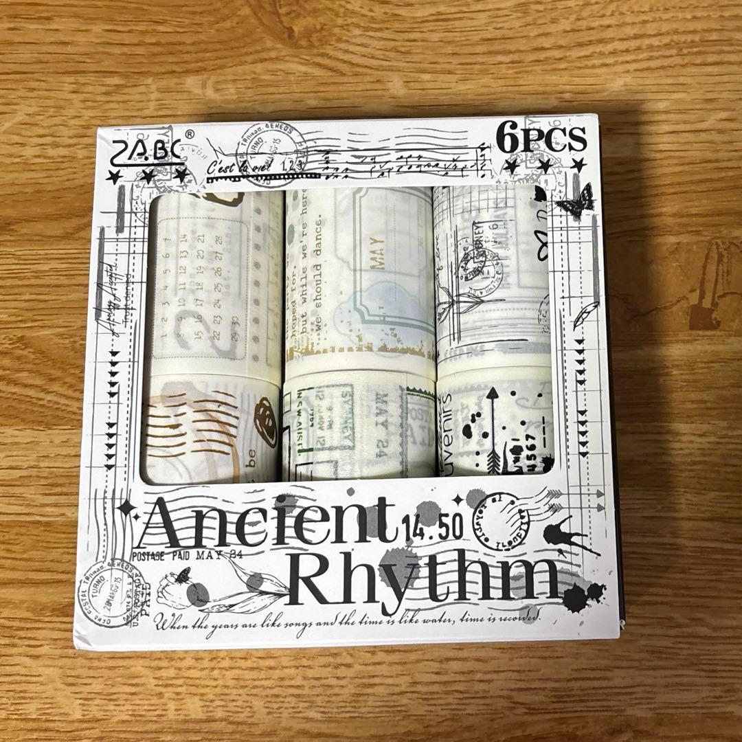 古代のリズム6巻 和紙 マステ コラージュ 海外 ステッカー 在庫1
