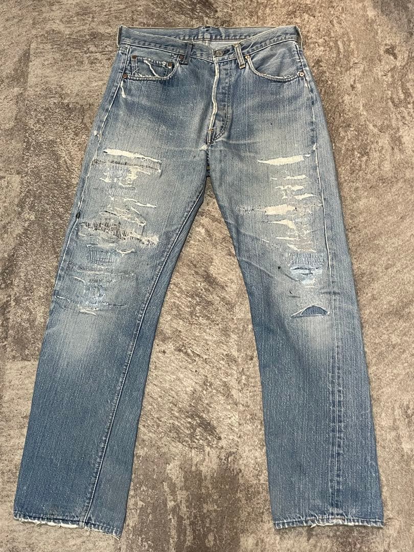 70sリーバイス501 66前期 赤耳 刻印6 オリジナル 縦落ち
