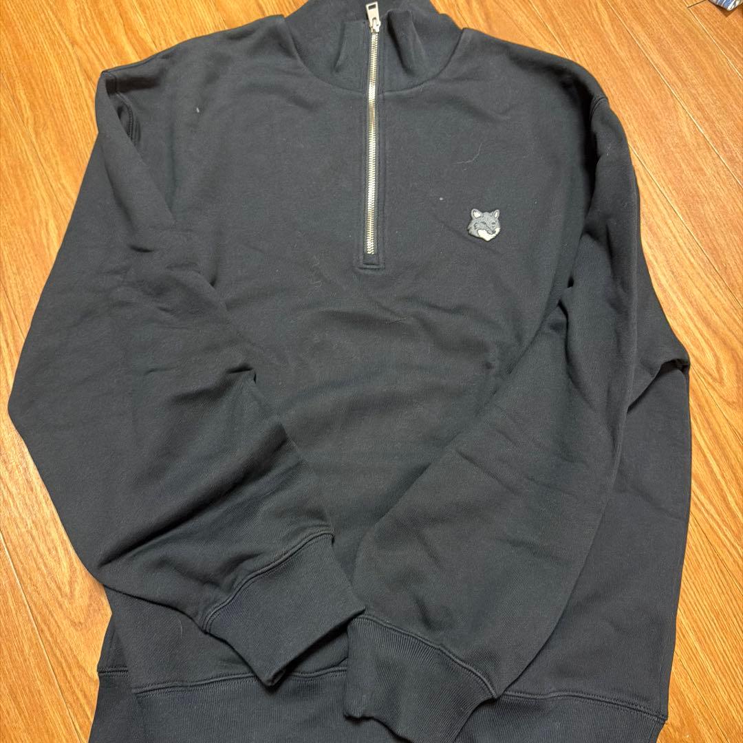 MAISON KITSUNÉ ブラック ジップアップトレーナー MAISON ジップアップ