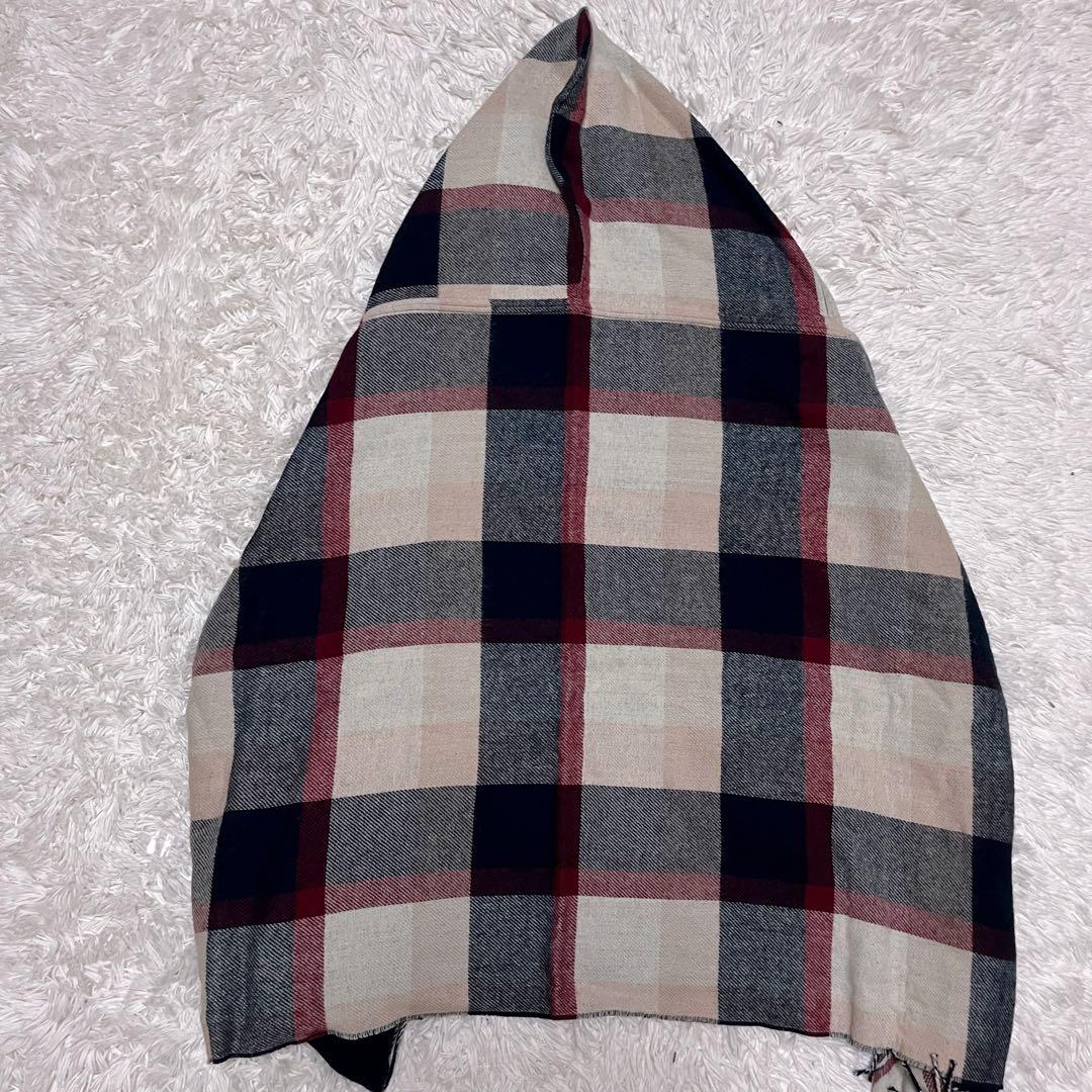【極美品】ブルーレーベルクレストブリッジ　チェックフード付き　ポンチョ　ショール