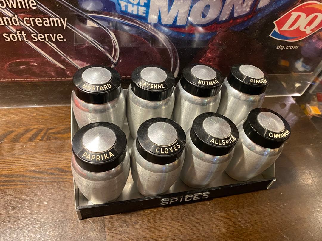 スパイスボトル　ラックセット　アルミ　ビンテージ スパイスケース