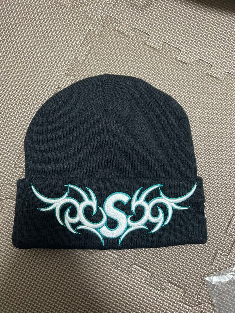Supreme 黒 ニット帽 トライバル柄 - メルカリ