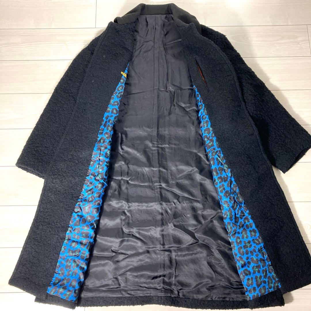 現行美品】ポールスミス レオパード ボア ベルト付きウールロング