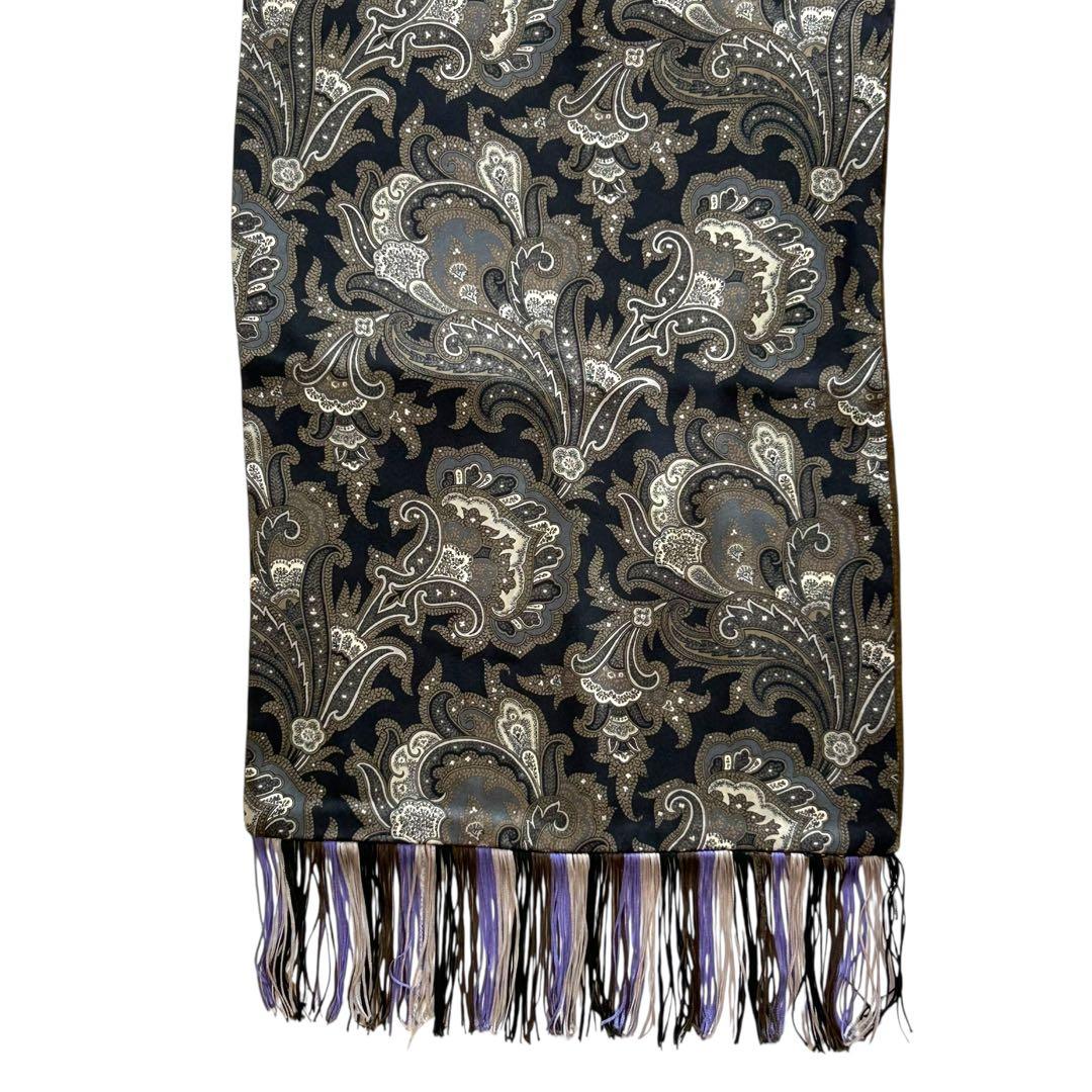 ETROエトロ　ベロア　シルク　ロング　ストール　ペイズリー　黒　緑