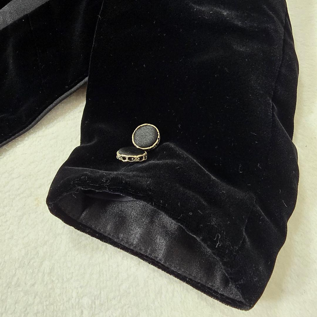 【美品】メルヴェファセット ベルベット ショートジャケット 2way襟脱着 黒