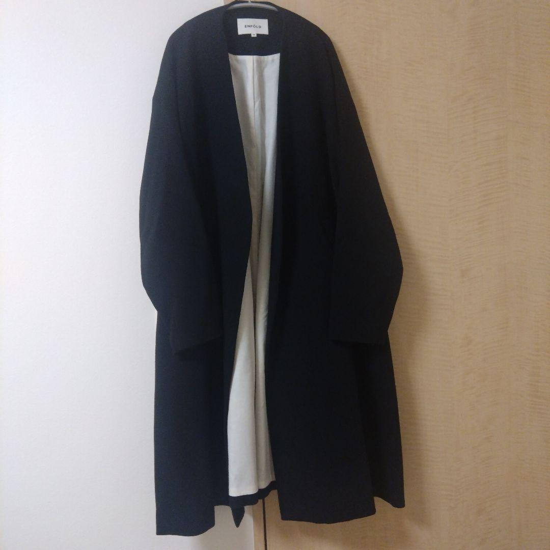 ENFOLD エンフォルド コート ダブルクロスフレアコート ブラック 38