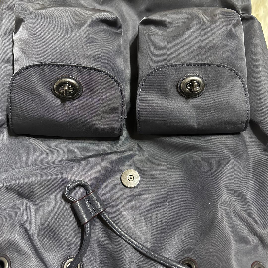 美品✨コーチ　リュック　Ｆ58814 ターンロック　ネイビーグレー　ナイロン