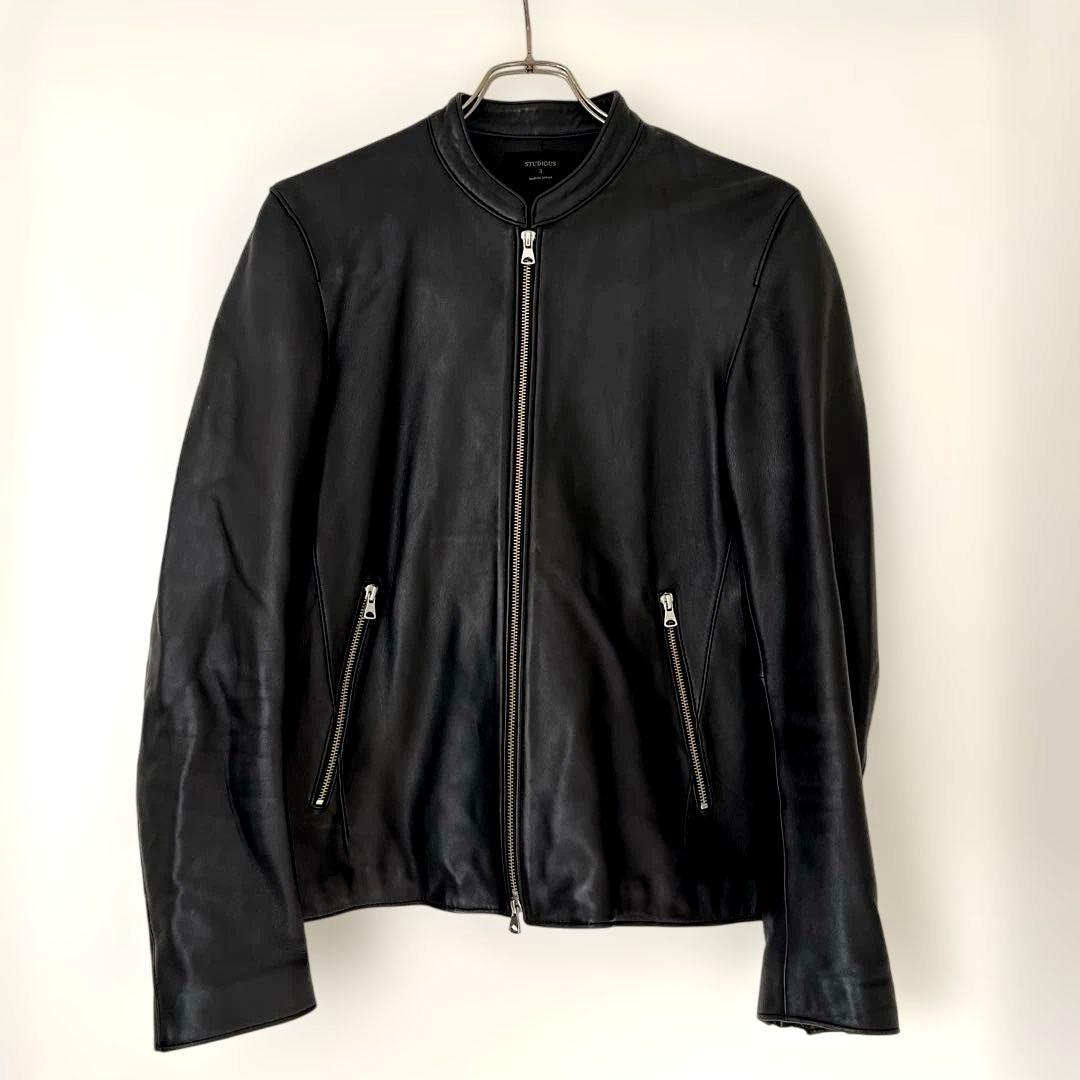 【極美品】ステュディオス ラムレザー シングル ライダース ジャケット L相当