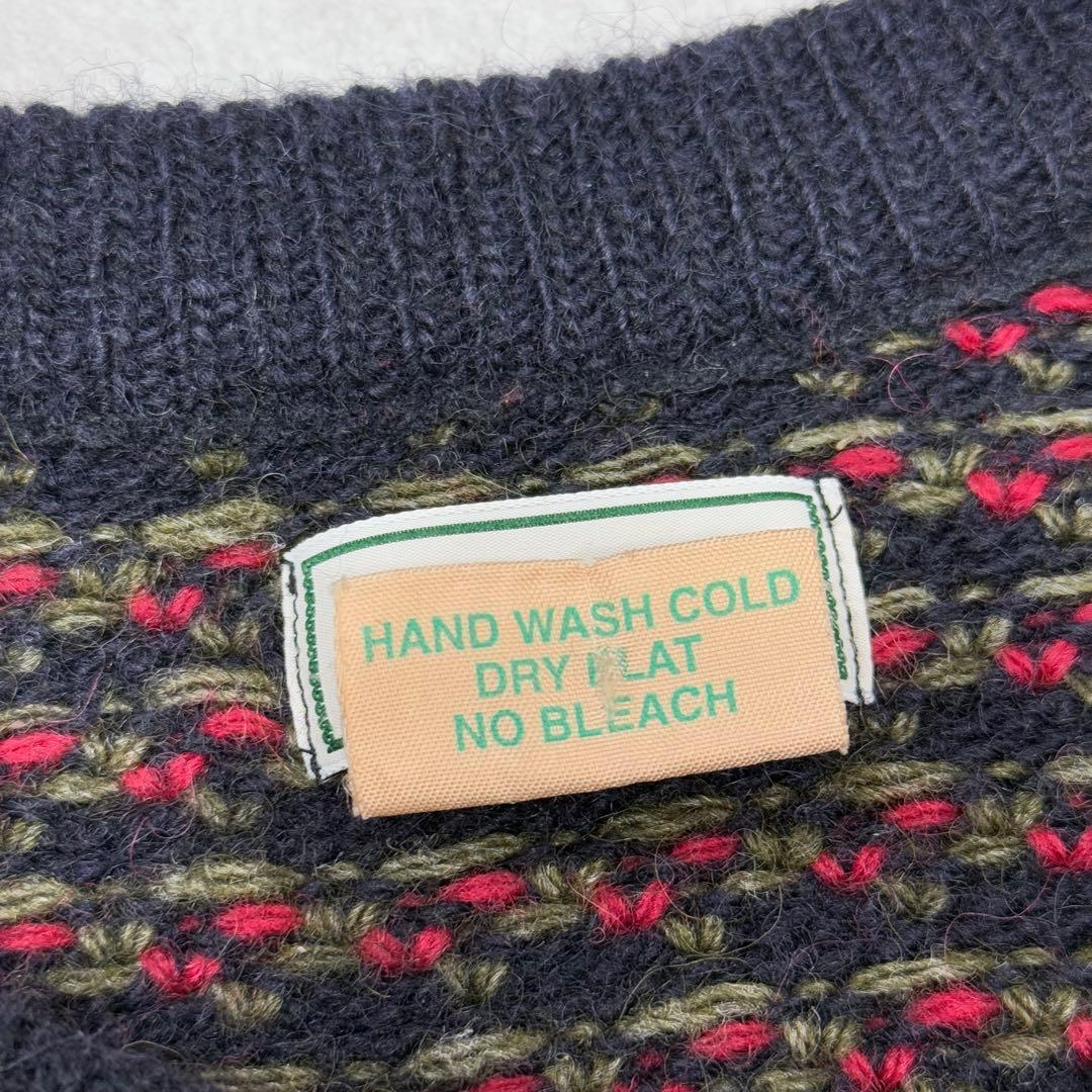 古着 エルエルビーン ノルウェー製 バーズアイニット セーター ネイビー レッド