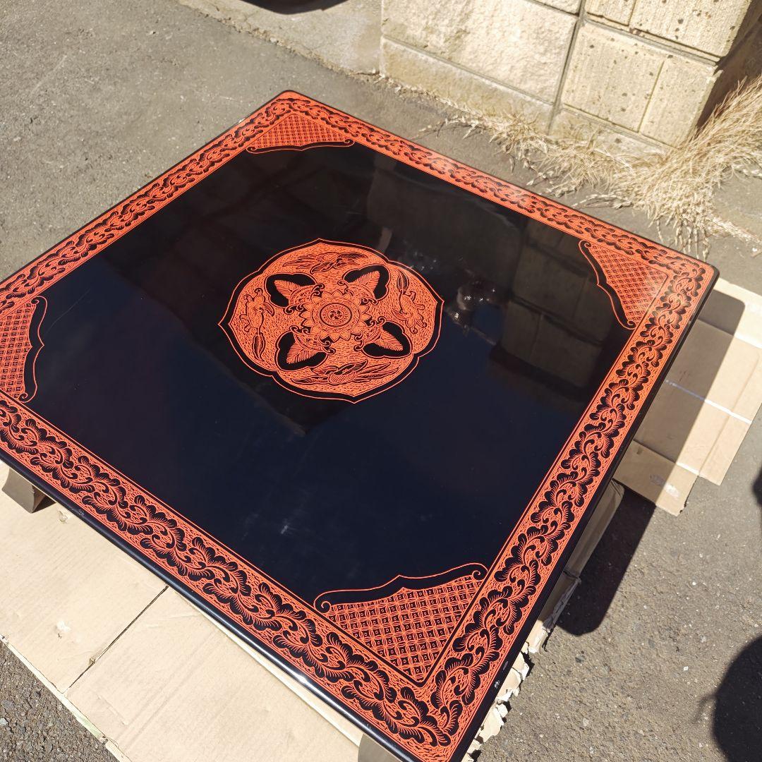 昭和レトロ 大正ロマン 漆塗り 小型高級ちゃぶ台 古家具 当時物 送料込