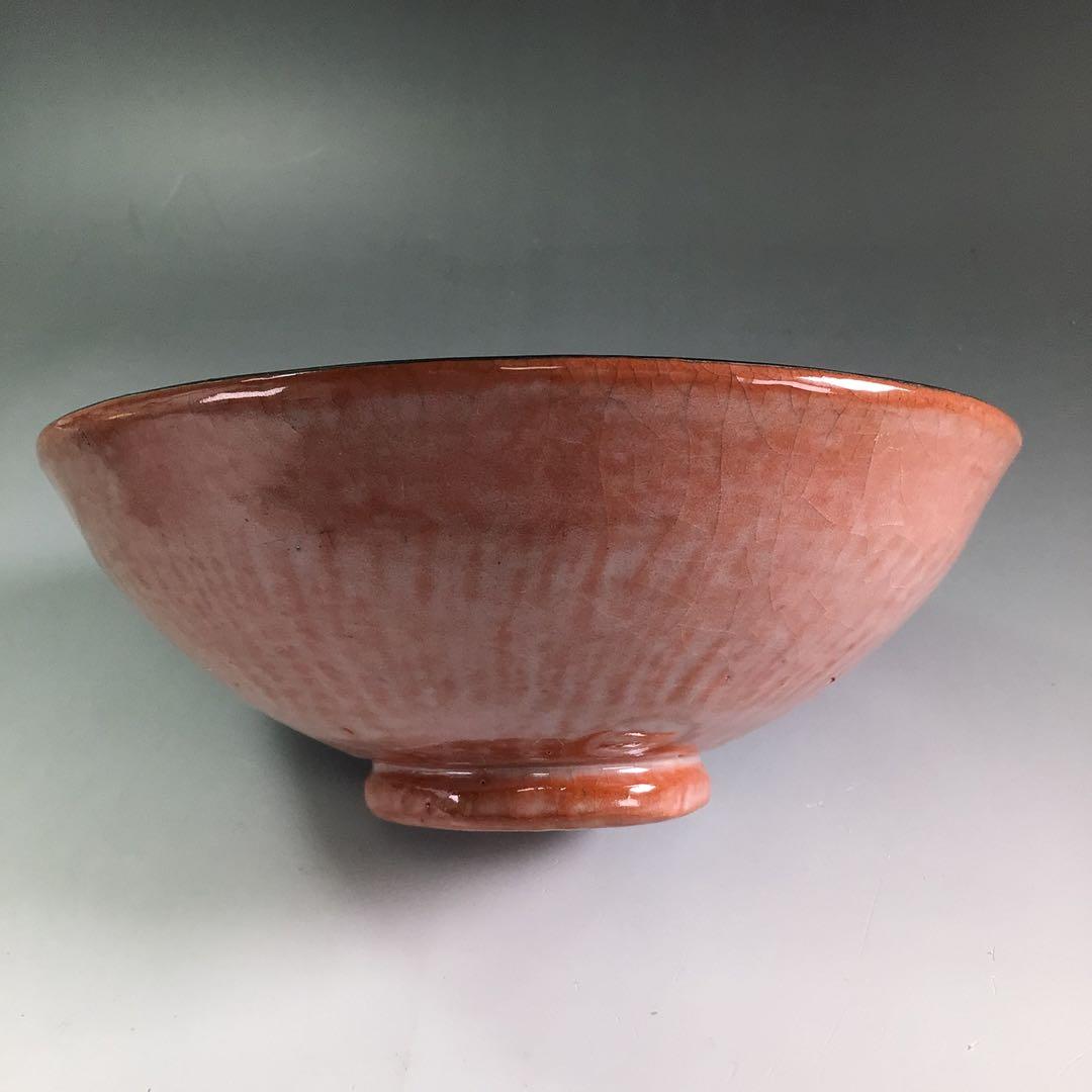 P926 嶋台茶碗 『桂窯造』『赤楽』『金銀一双』 共箱 茶道具