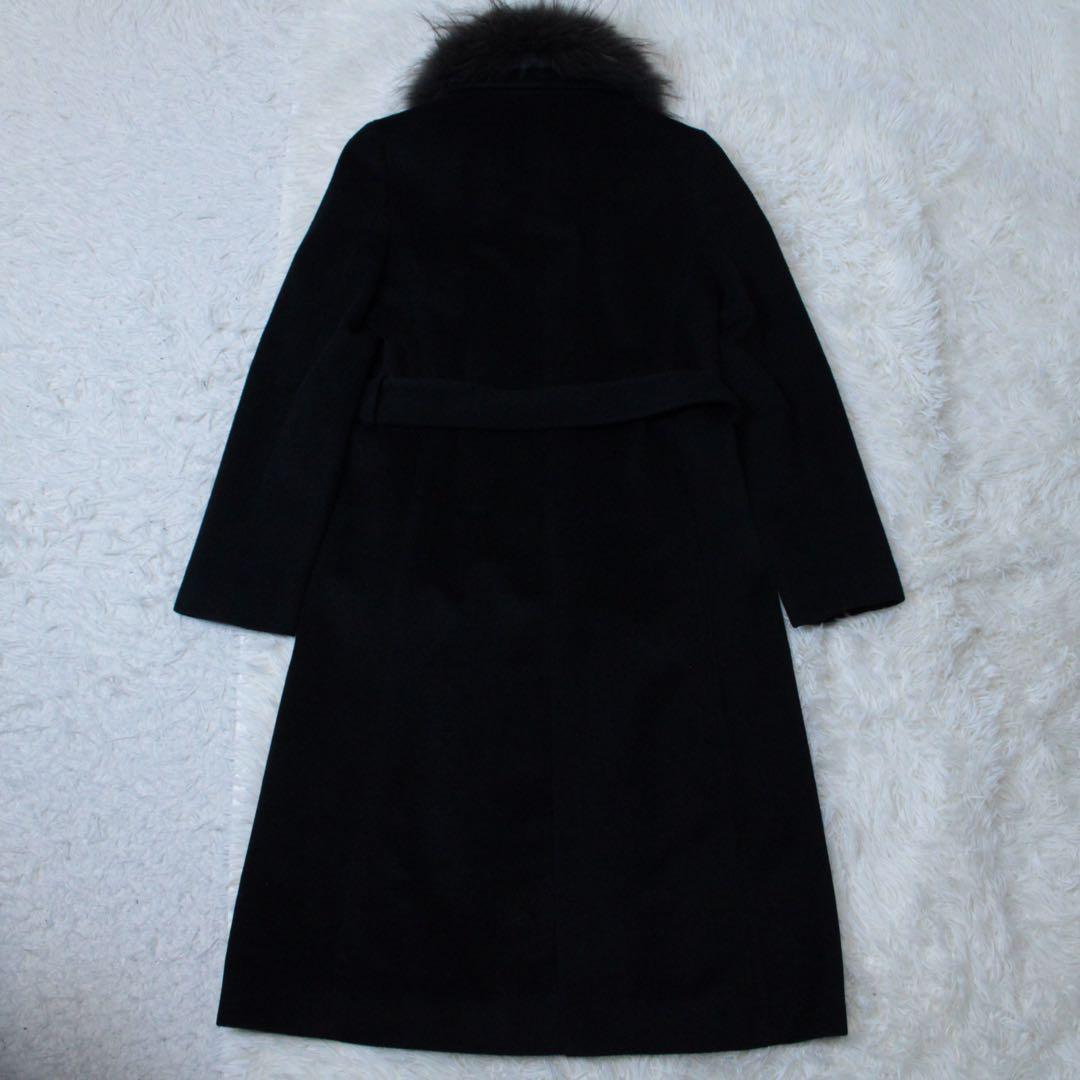 INED イネド 2WAY ラクーンファー アンゴラロングコート ブラック 9