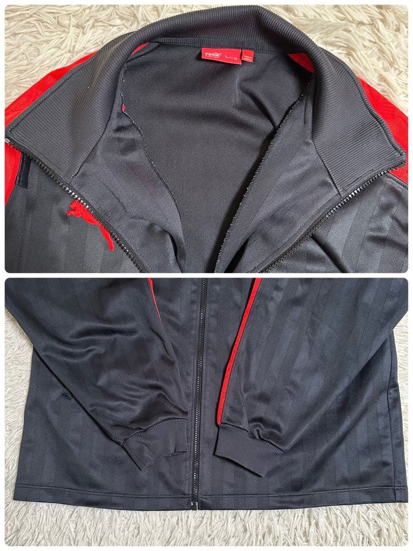 【PUMA】プーマ セットアップ L ブラック 刺繍 レッド 長袖 ジャージ