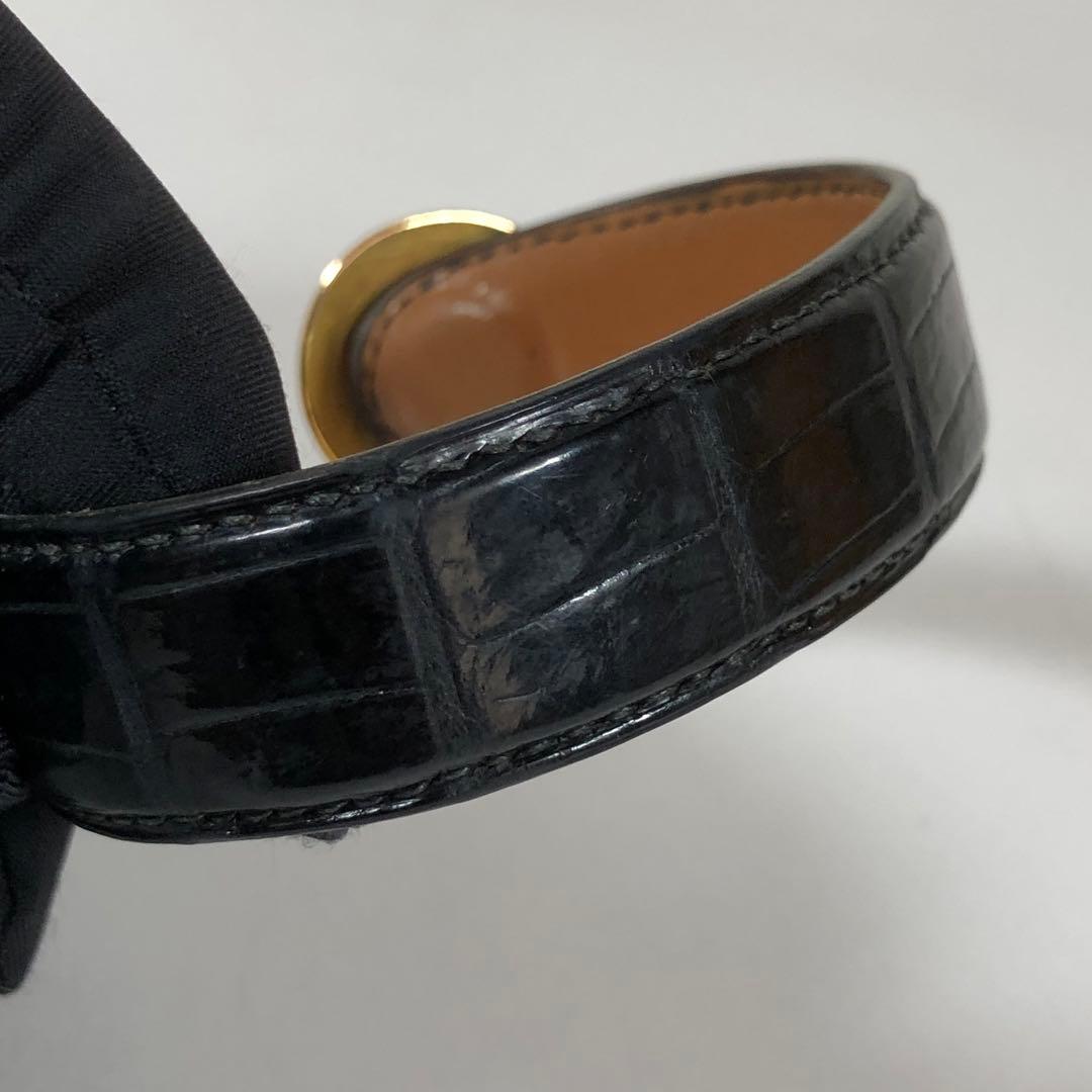 ◆美品◆ 希少 HERMES エルメス バングル クロコダイル レザー ブラック