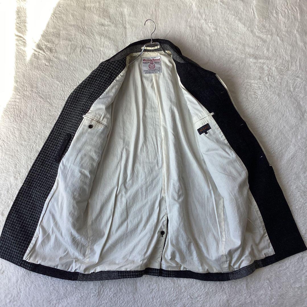 ビームスプラス ×ハリスツイード コート パッチワーク Lサイズ