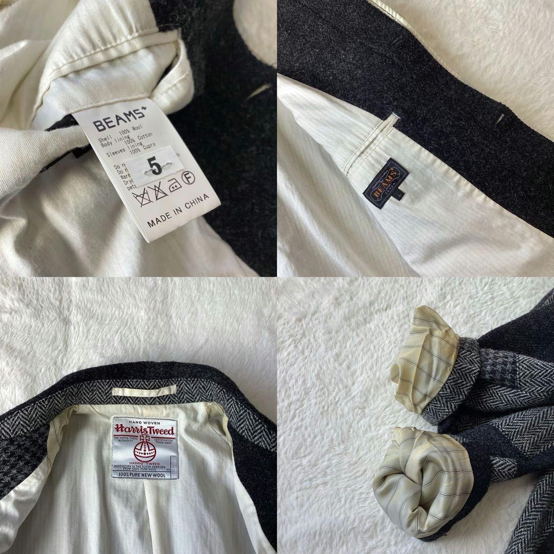 ビームスプラス ×ハリスツイード コート パッチワーク Lサイズ