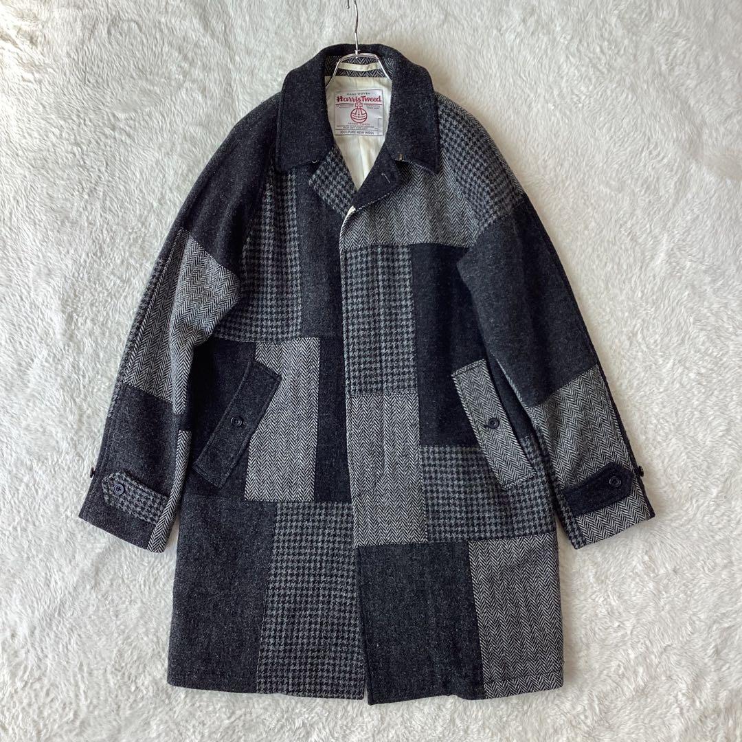 ビームスプラス ×ハリスツイード コート パッチワーク Lサイズ