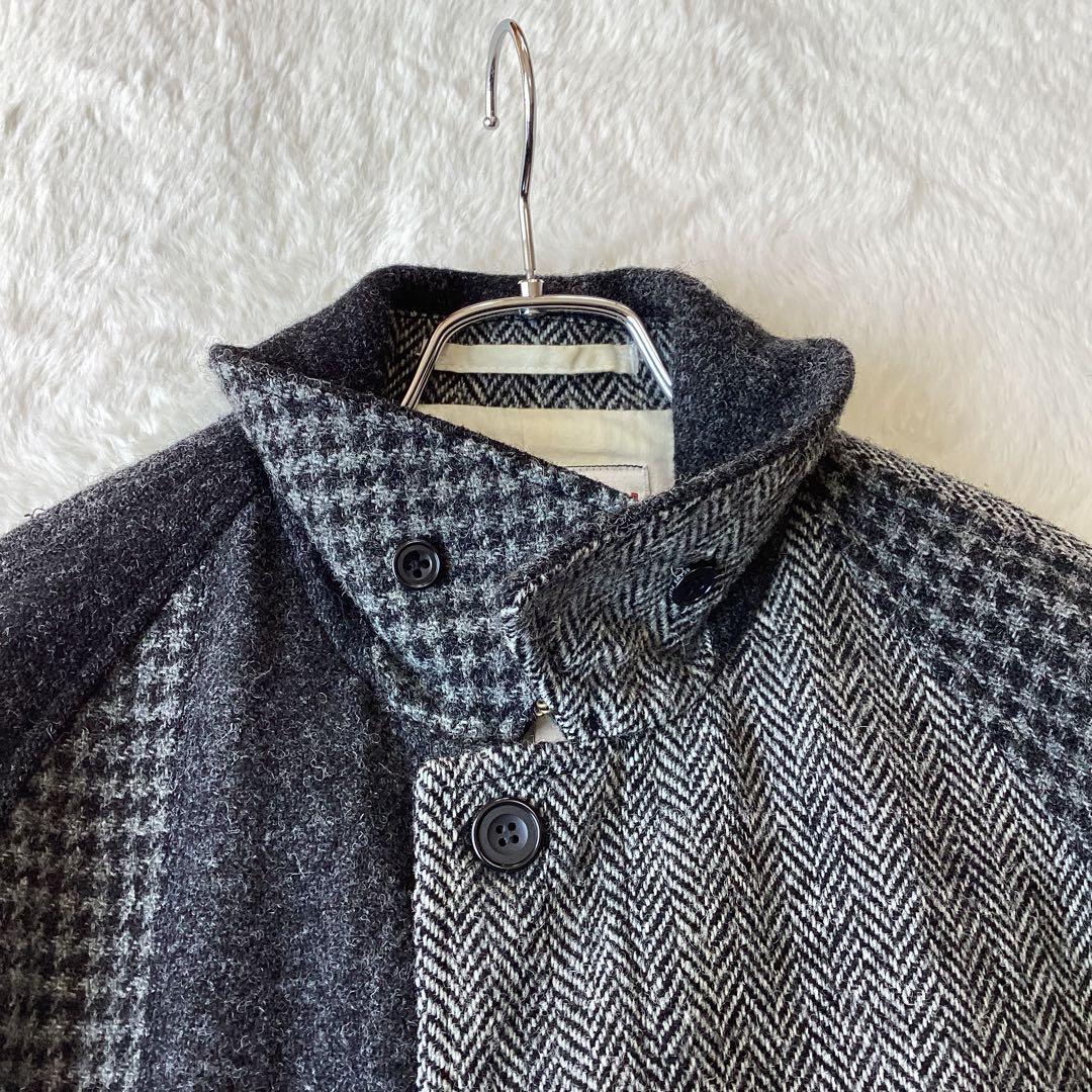 ビームスプラス ×ハリスツイード コート パッチワーク Lサイズ