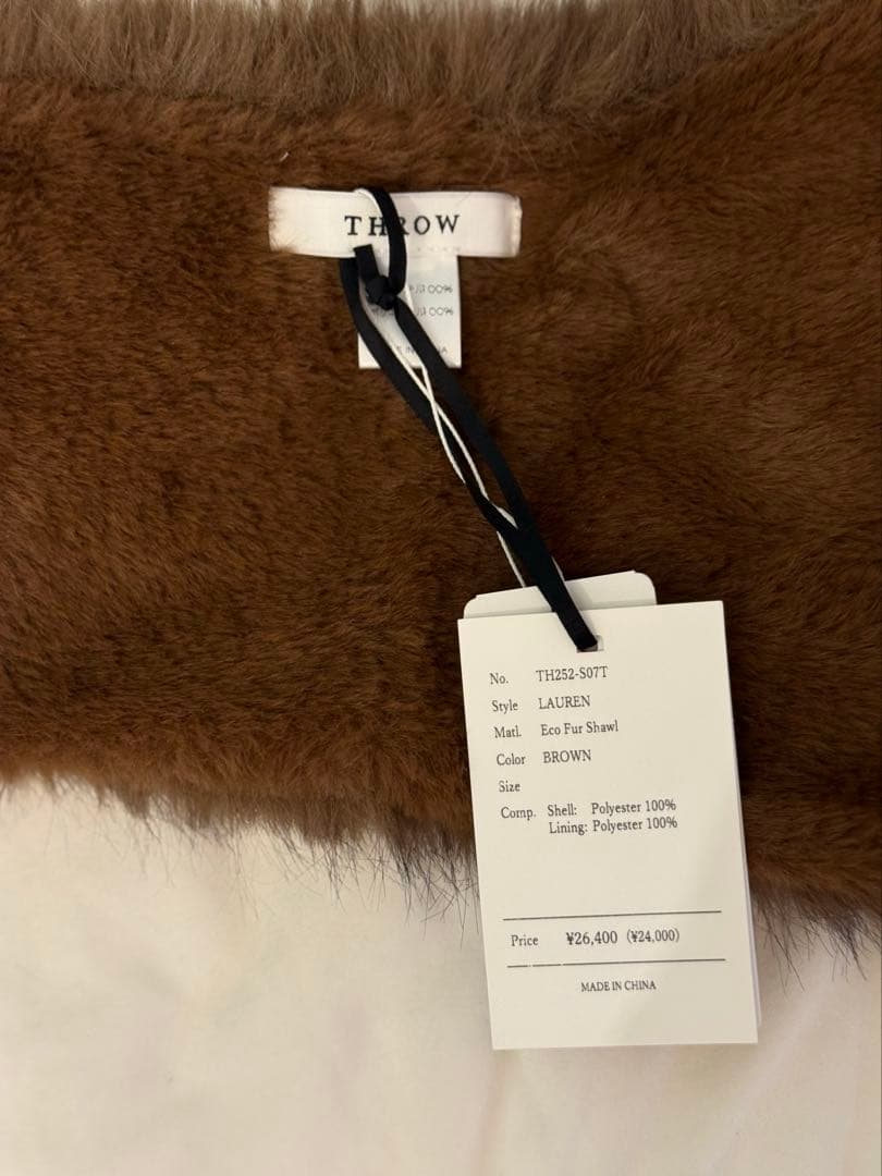 【新品】whim gazette THROWブラウン フェイクファーショール