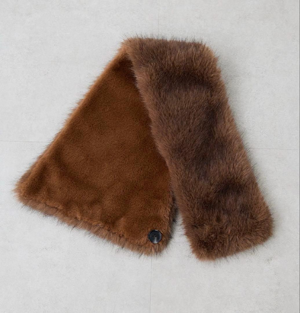 【新品】whim gazette THROWブラウン フェイクファーショール