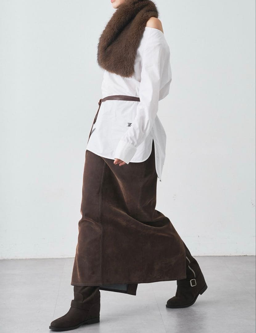 【新品】whim gazette THROWブラウン フェイクファーショール