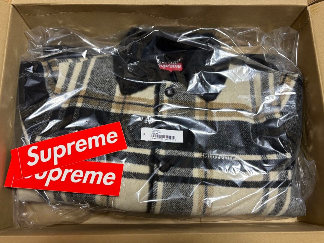 Supreme Plaid Car Coat Cream Sサイズ - メルカリ