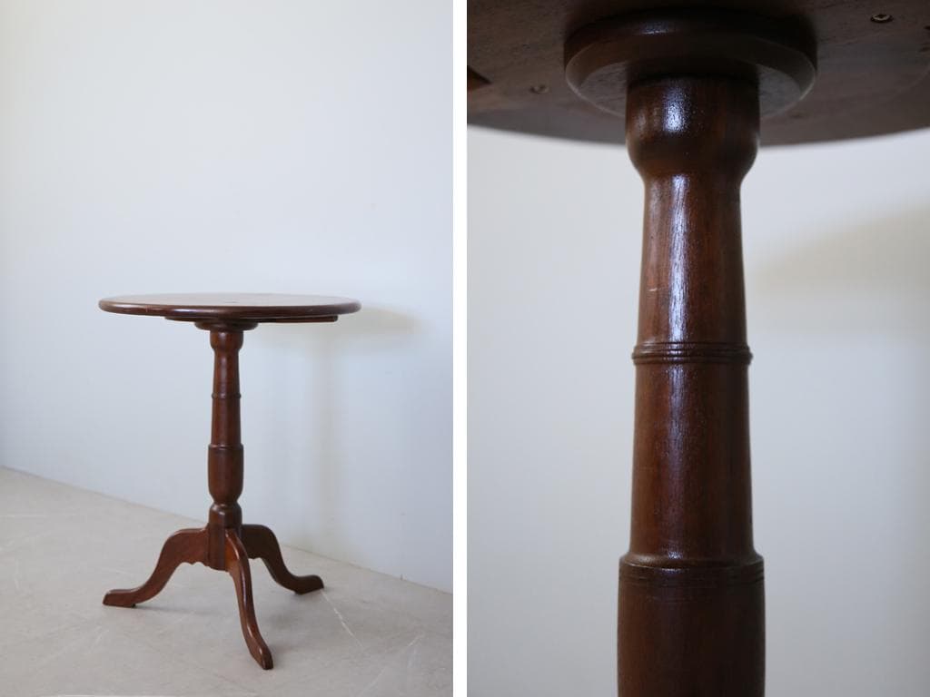 英国アンティーク木製サイドテーブル/オケージョナル机/飾り棚/花台(91