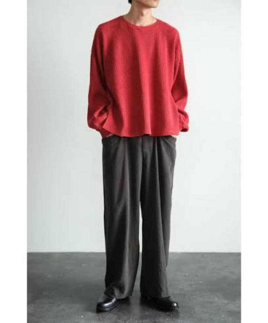 ancellm HEAVY WAFFLE OVER LS(RED)サイズ2