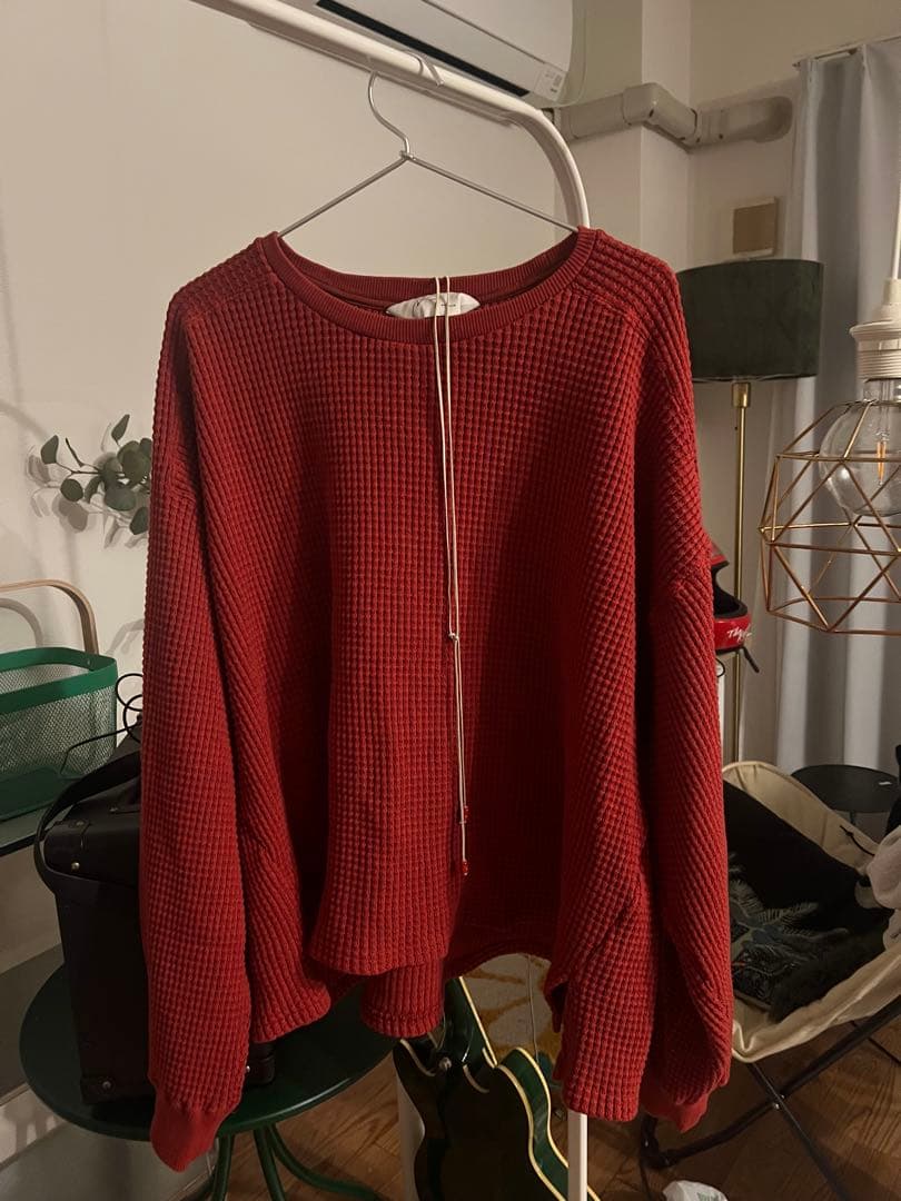 ancellm HEAVY WAFFLE OVER LS(RED)サイズ2