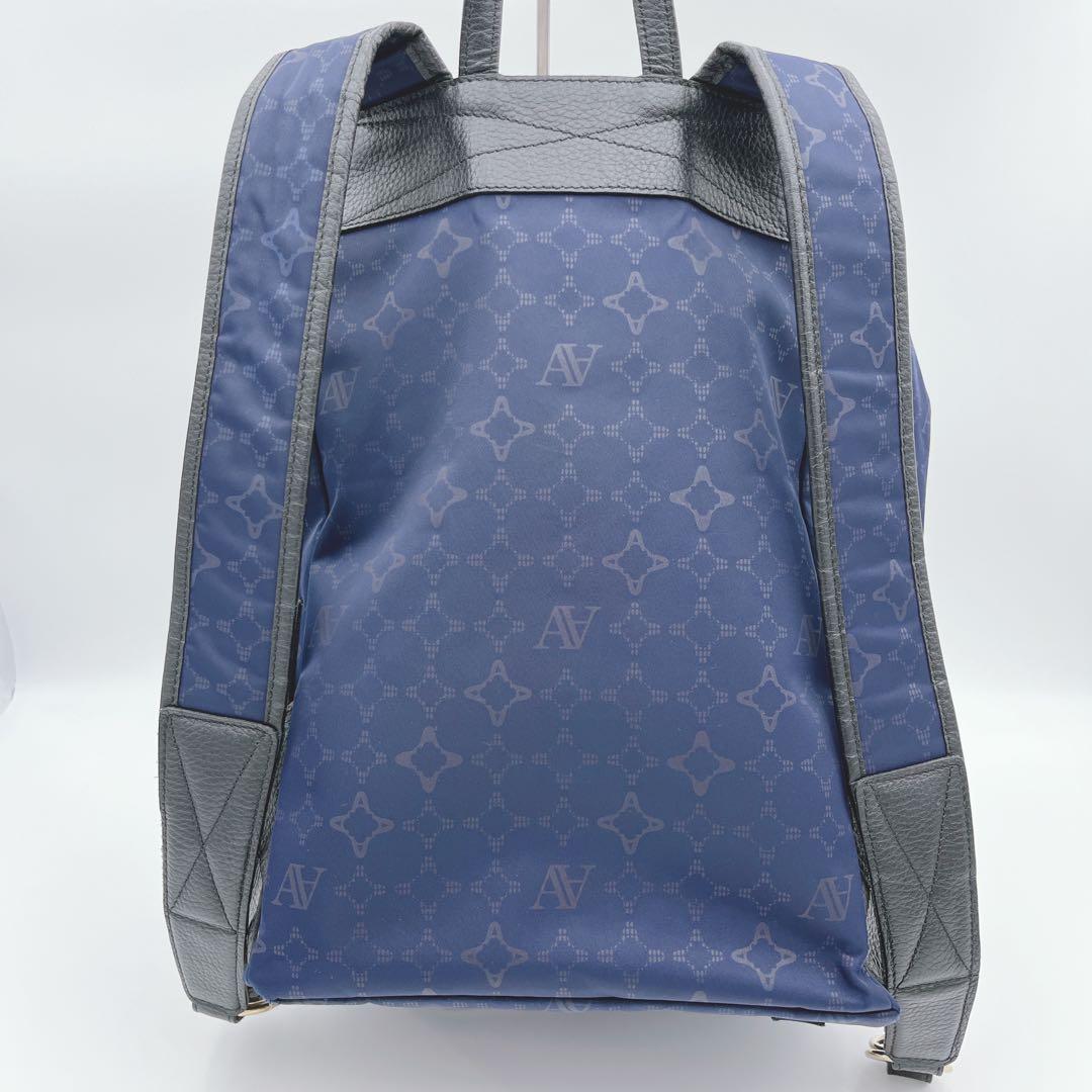 【美品】ATAOリュック バックパック マッシュルーム モノグラム 総柄 青黒