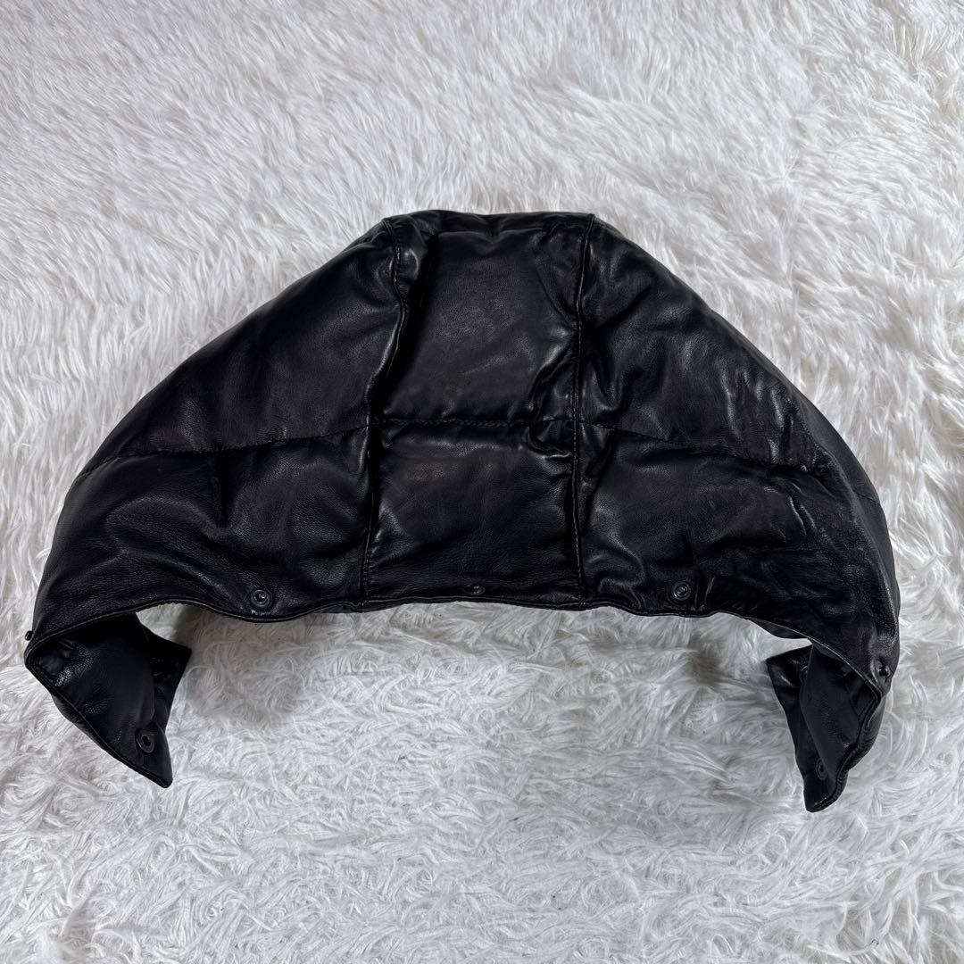 【大きいサイズ】シップス ラムレザーダウン ラクーンファー ブラック XL